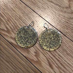 Gold Resin Sparkle Circle Drop Earrings
